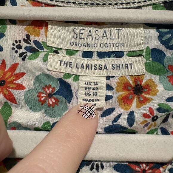 Seasalt Cornwall Larissa Shirt Floral Long Sleeve Organic Cotton Size 10 - Picture 4 of 6